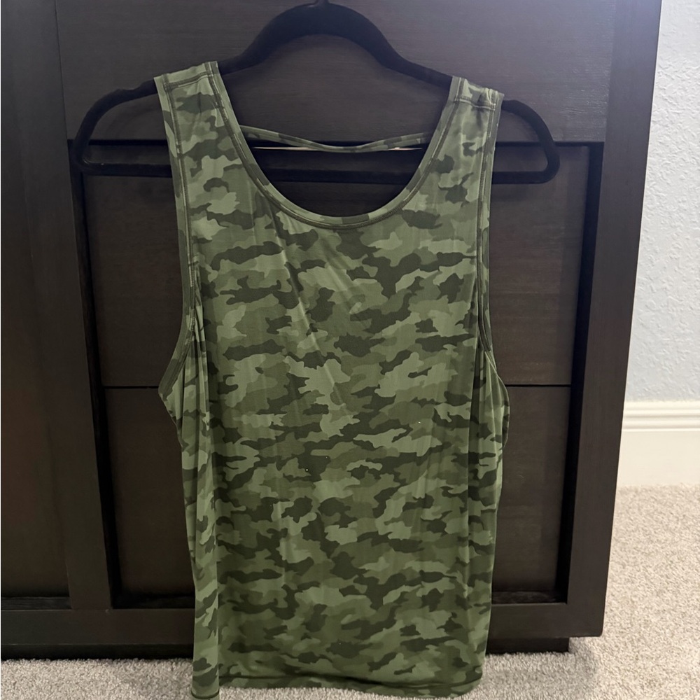 Lululemon Open Back Camo Green Tank